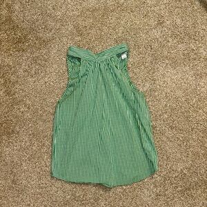 J. Crew Green Checkered Sleeveless Blouse